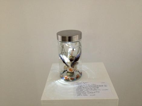 "Grand Flight" 2012Butterfly found in the street in Melbourne Dragon Fly found walking the dog Bone found copper wire selenite crystal beads etc